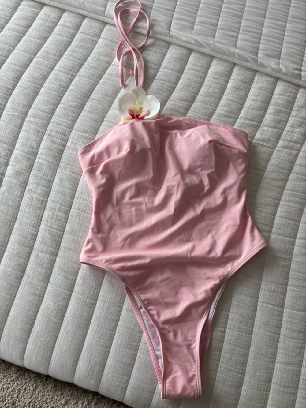 Pink One-Piece Halter Swimsuit